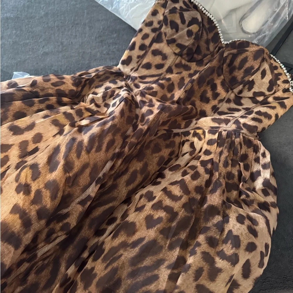 Zimmermann Strapless Leopard Print Dress - Picture 5 of 10